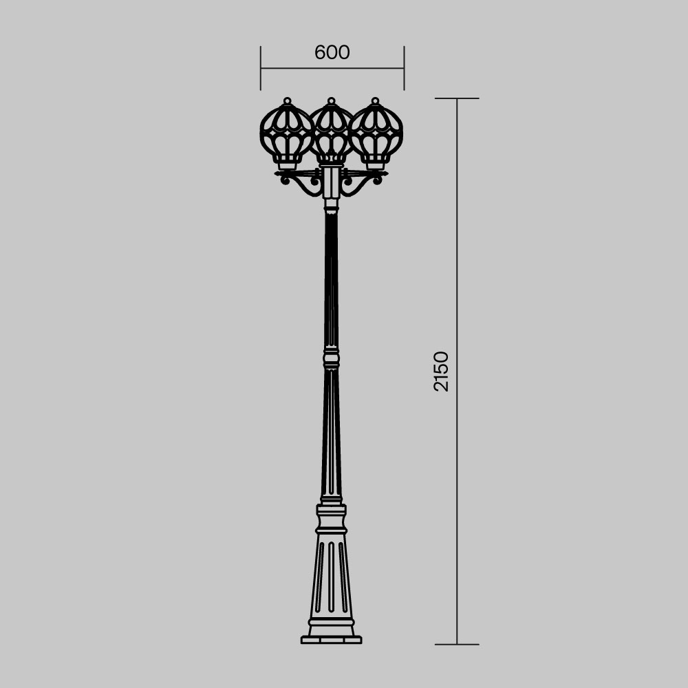 Садово-парковый светильник Виа / Via E27х3 60Вт IP 44 Садово-парковый светильник Outdoor O023FL-03G — изображение 3