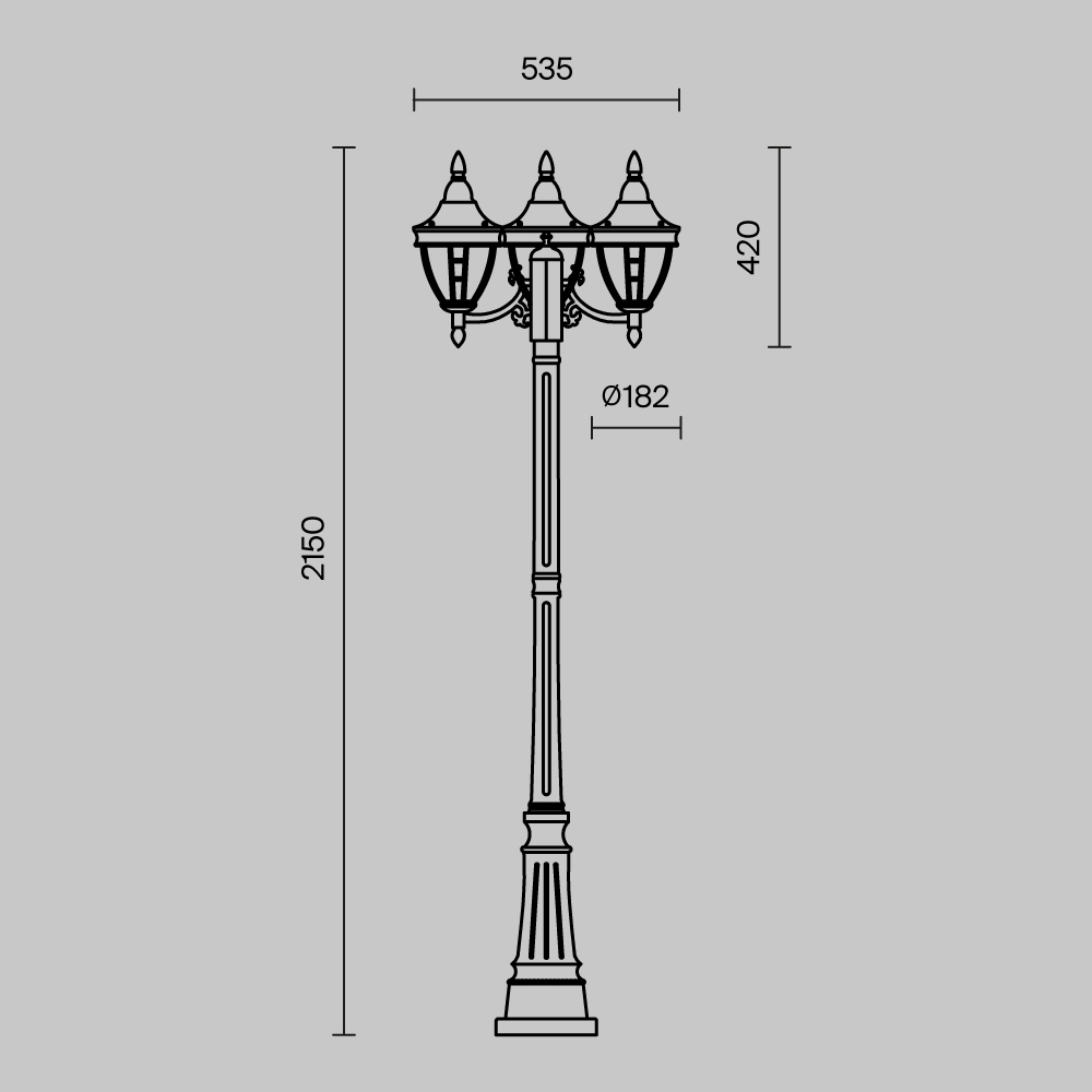 Садово-парковый светильник Риволи / Rivoli E27х3 60Вт IP 44 Садово-парковый светильник Outdoor O026FL-03B — изображение 2