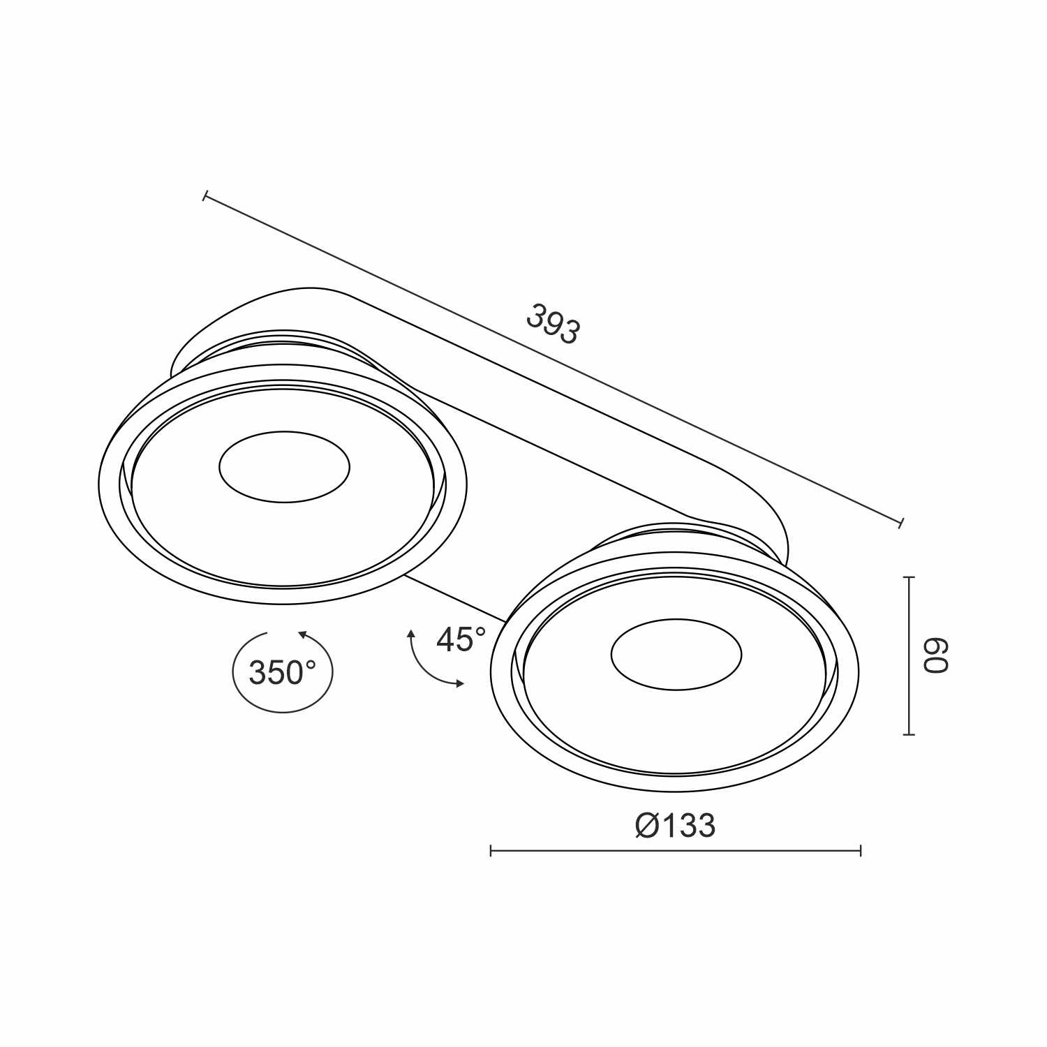 Накладной поворотный светодиодный светильник Ledron ORBIT SLIM 2 Black — изображение 3