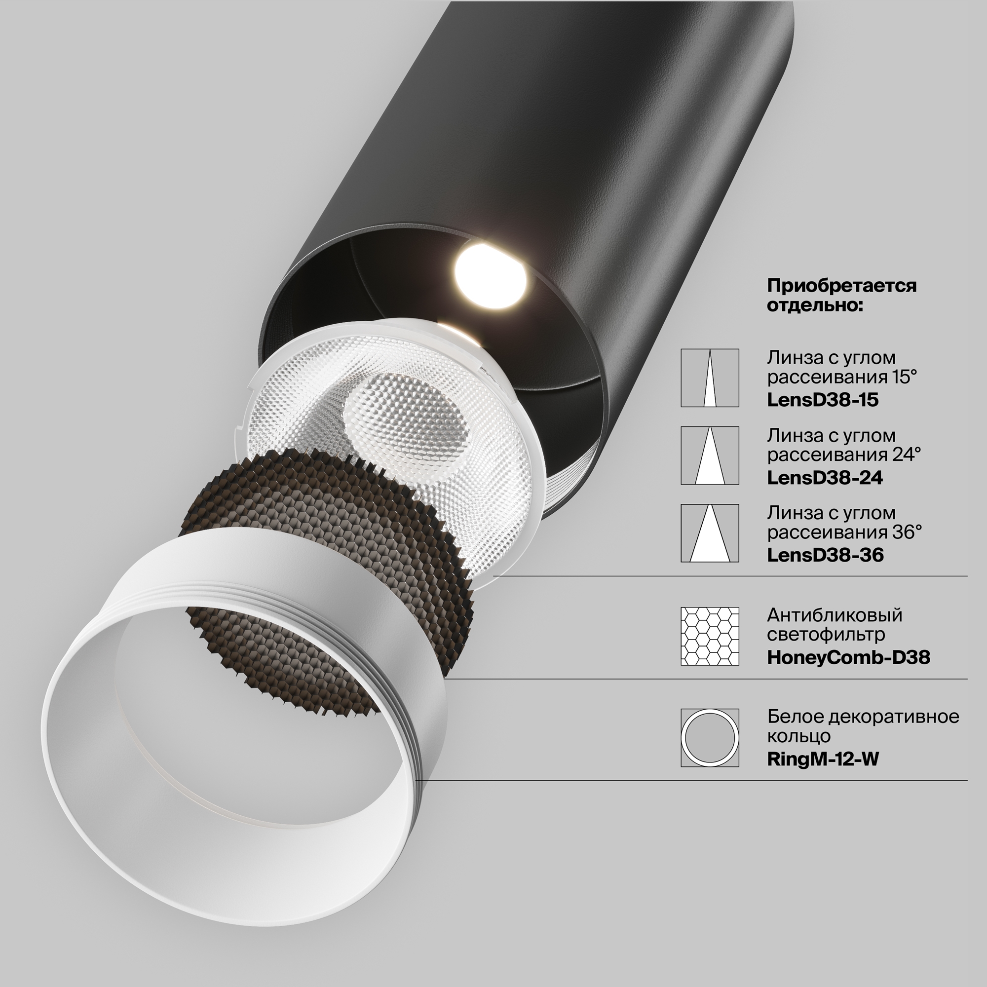 Трековый светильник Фокус / Focus LED Unity 3000K 12Вт 50° Dim Triac Трековый светильник Technical TR021-1-12B3K-W-D-B — изображение 4