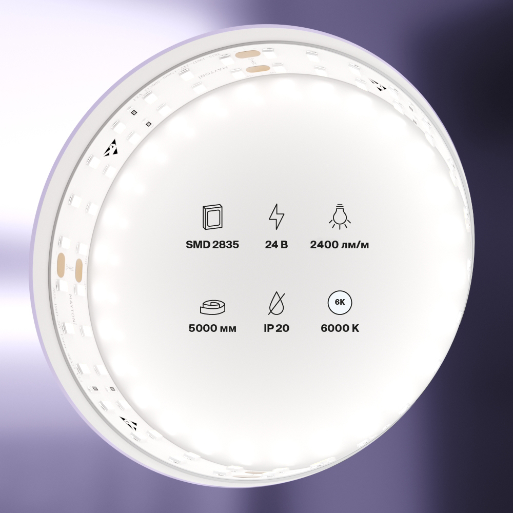 Светодиодная лента 24В 2835 20Вт/м 6000K 5м IP20 15мм Светодиодная лента Led Strip 20030 — изображение 3