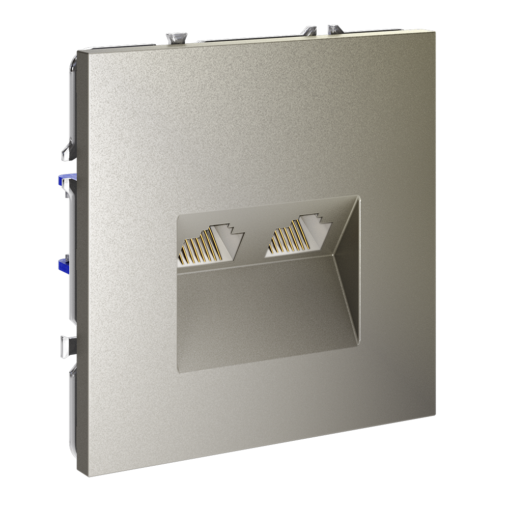 Розетка компьютерная встраиваемая VOLTUM S70 двойная RJ45+RJ45 кат.6