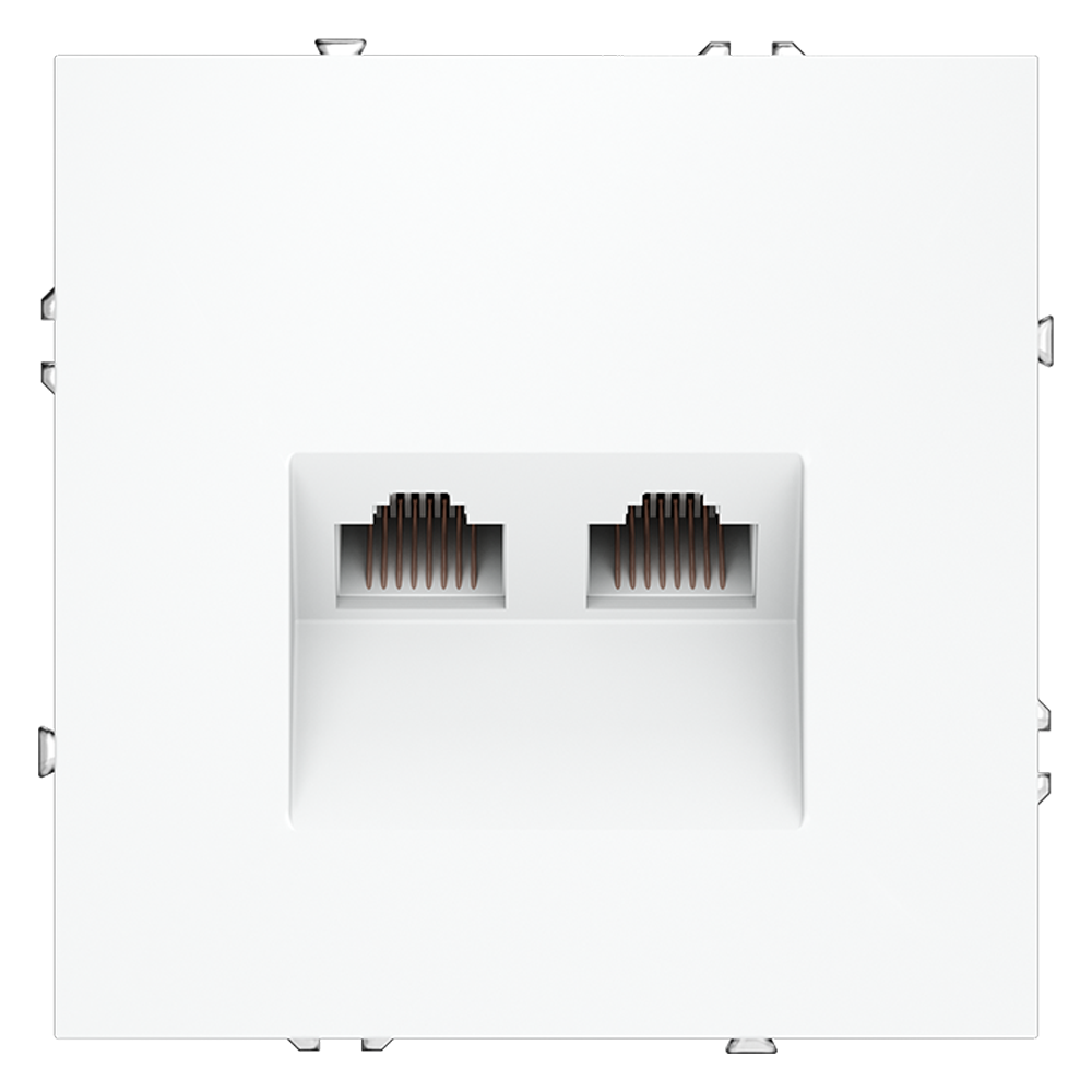 Розетка компьютерная встраиваемая VOLTUM S70 двойная RJ45+RJ45 кат.6, (белый матовый) — изображение 3