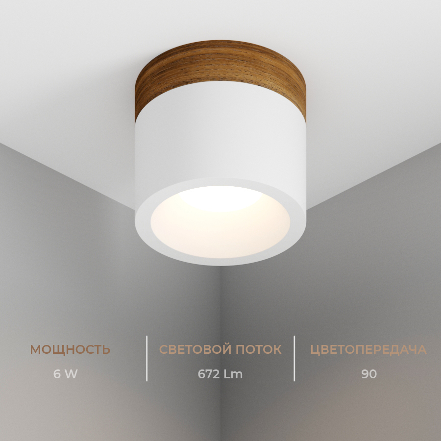 Накладной светодиодный светильник Ledron SUITABLE MINI Wooden White — изображение 3