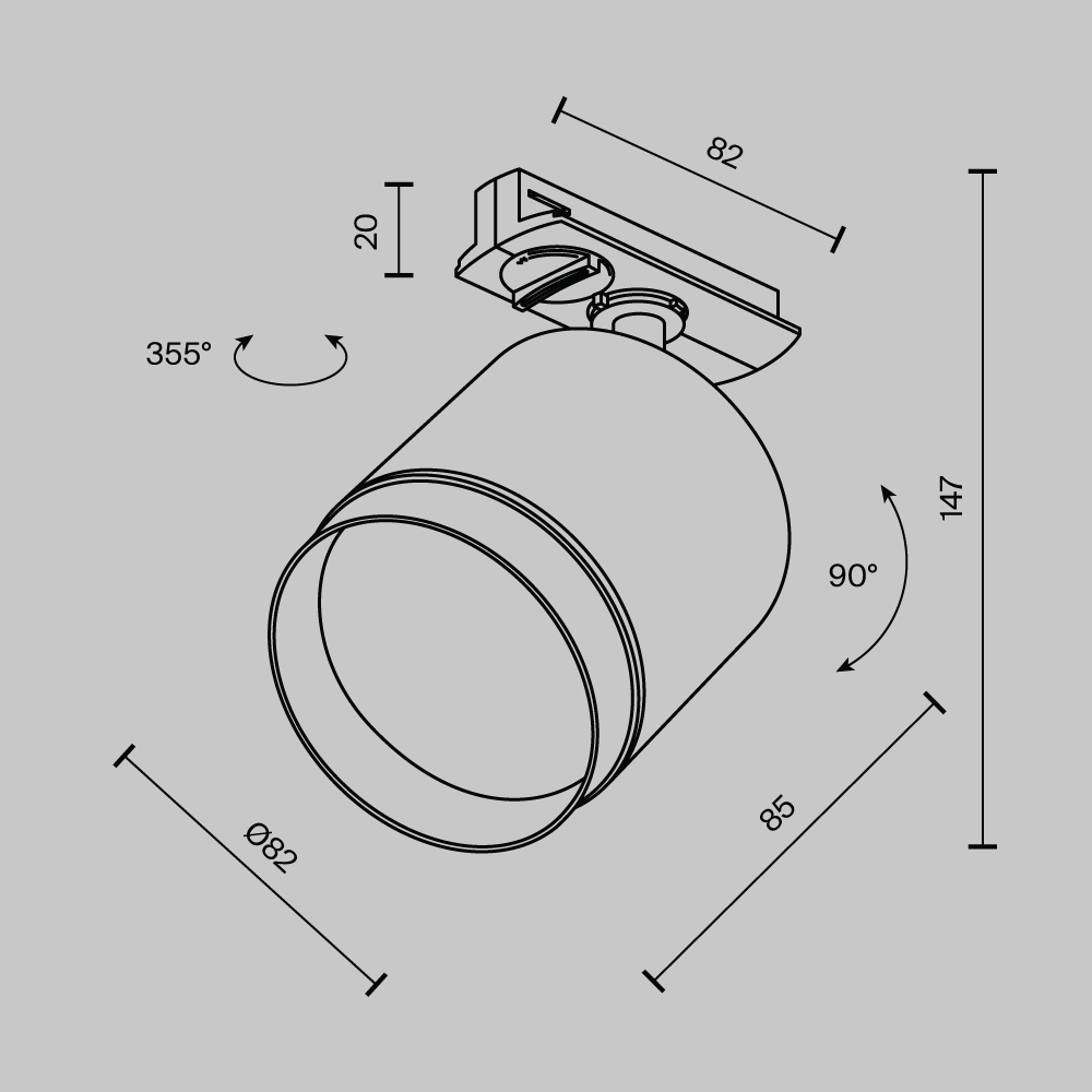 Трековый светильник Полярный / Polar Unity GX53 12Вт Трековый светильник Technical TR088-1-GX53-B — изображение 2