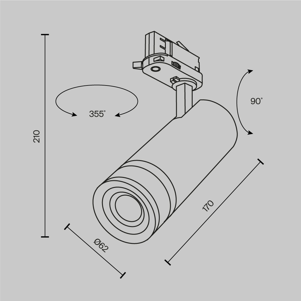 Трековый светильник Фокус Зум / Focus Zoom Trinity 2700K 20Вт 15-60° Трековый светильник Technical TR198-3-20W2.7K-Z-W — изображение 3