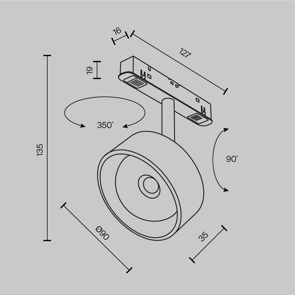 Трековый светильник Линза / Lens Exility 4000K 15Вт 70° Трековый светильник Technical TR217-2-15W4K-B — изображение 2