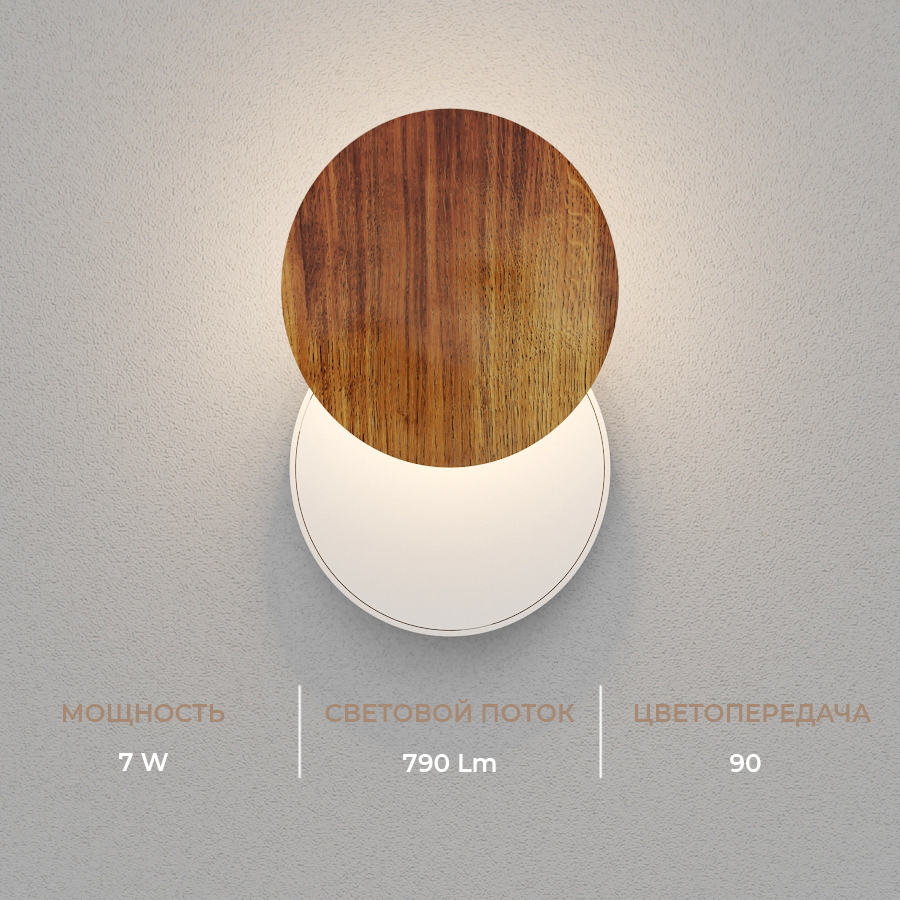 Настенный светодиодный светильник Ledron UFO G2 Wooden White — изображение 3