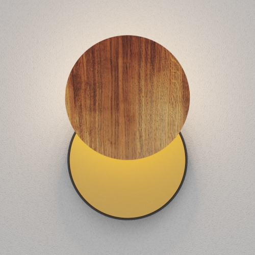 Настенный светодиодный светильник Ledron UFO G2 Wooden Black-Gold