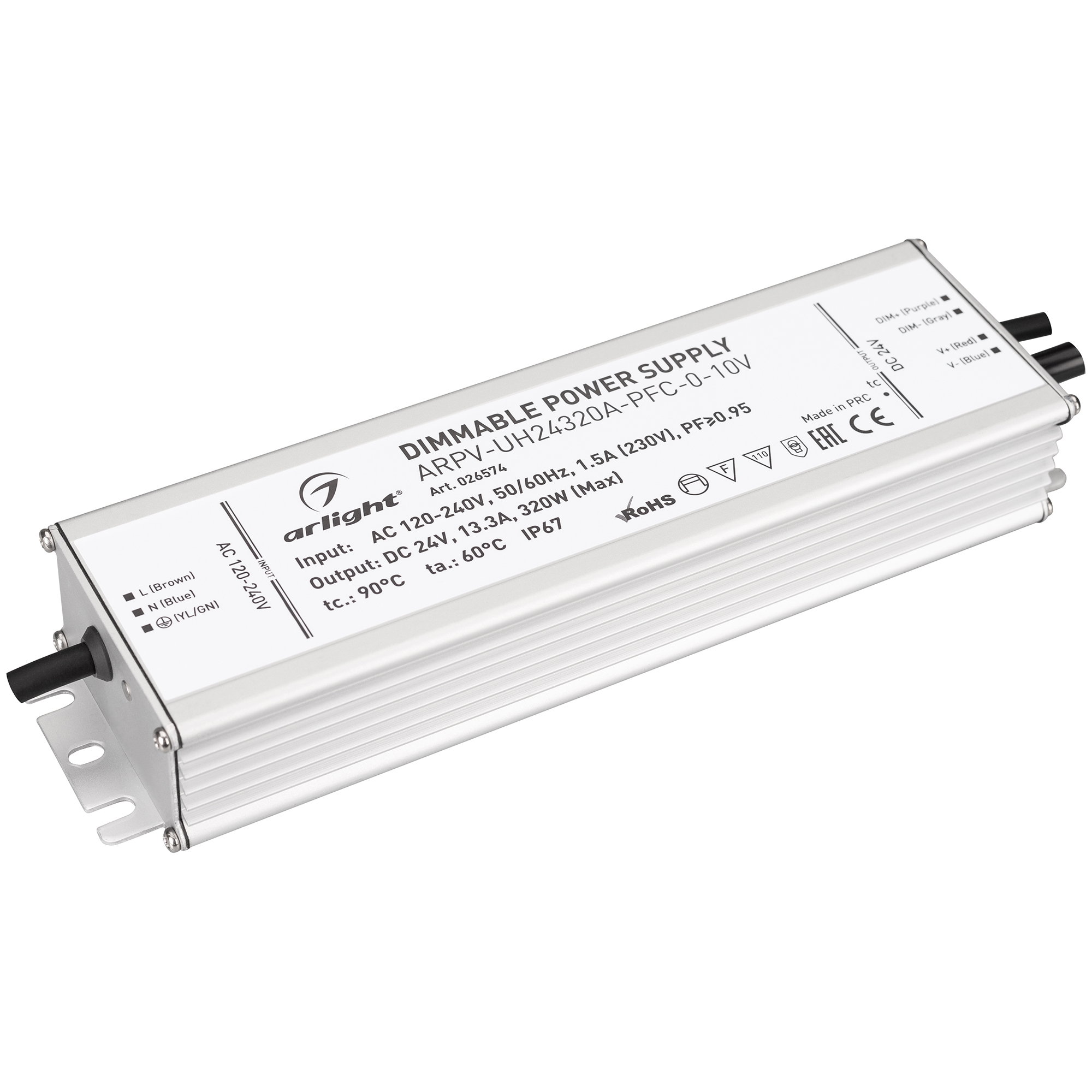 Блок питания ARPV-UH24320A-PFC-0-10V (24V, 13.3A, 320W) (Arlight, IP67 Металл, 7 лет) — изображение 4